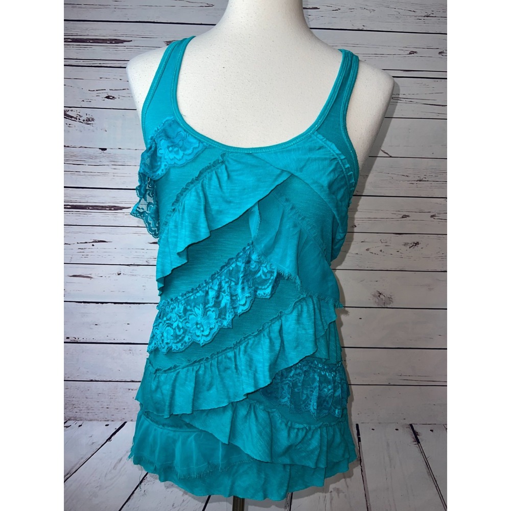 Aeropostale Tank Top XS Cami Y2K 90s Extra Small Ruffle Lace Racerback Shirt